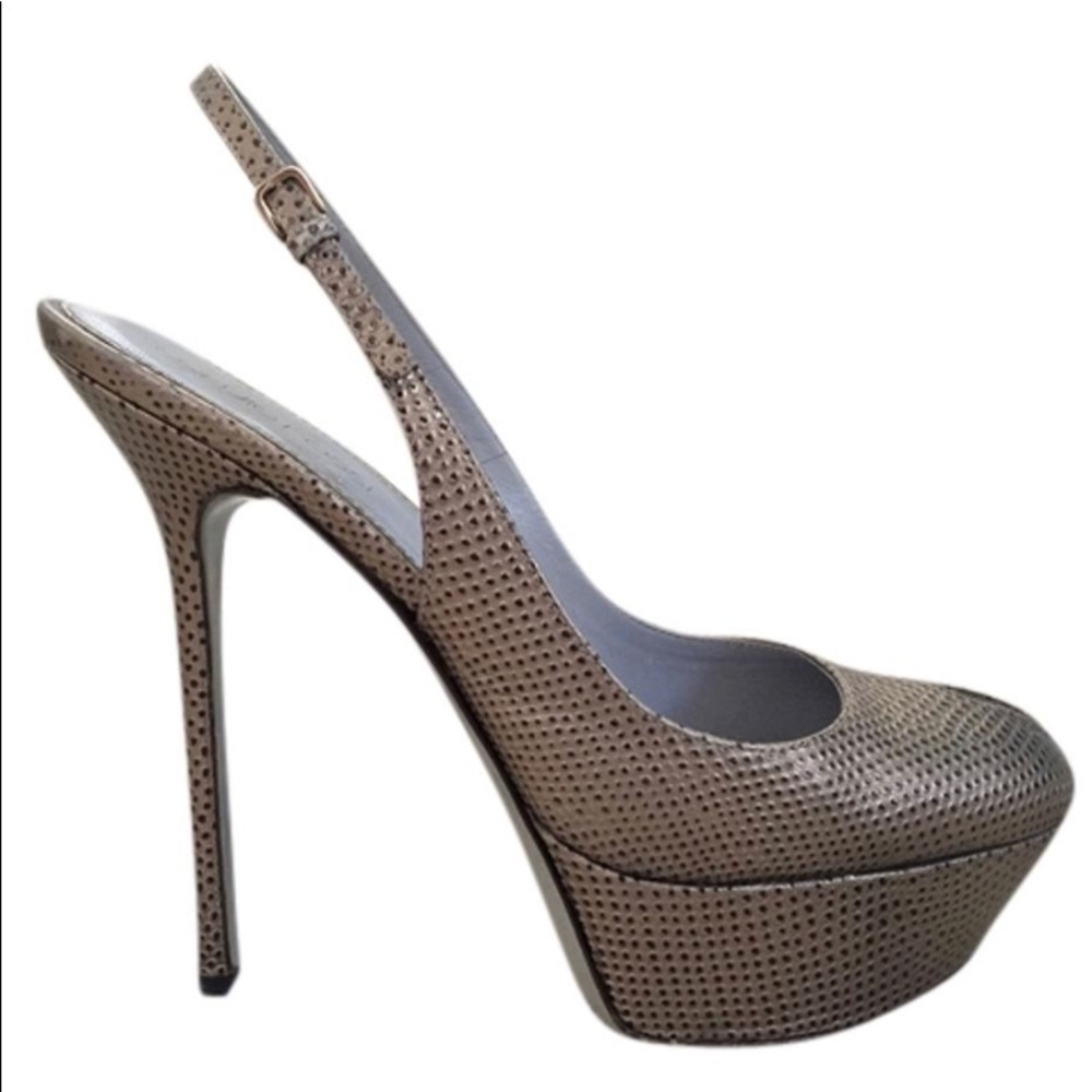 Sergio Rossi Pewter Scarpe Slingback Peep Toes